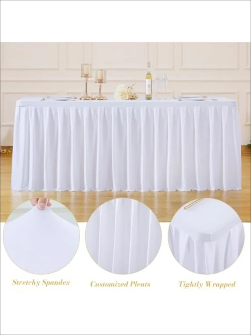 2 Pack Stretch Spandex Fitted Tablecloth 6 FT Rectangle Wrinkle Free Table Cover